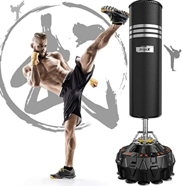 Dripex Boxsack Erwachsene Freistehender Standboxsack MMA Boxpartner Heavy Duty Boxing Bag, ABS Basis mit 18 Saugfuß (178cm/70 Schwarz) - 7