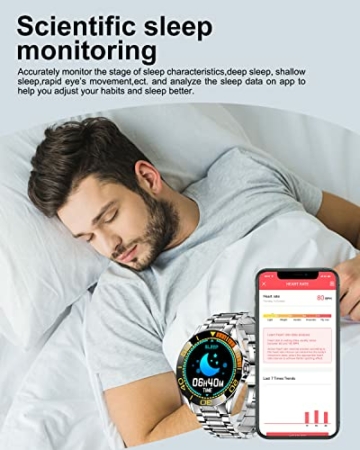 LIGE Herren Smart Watch, IP67 wasserdichte Fitness Tracker Uhren mit Herzfrequenz Blutsauerstoff Blutdruck Überwachun Voll Touchscreen Outdoor Smartwatch Edelstahlband - 5