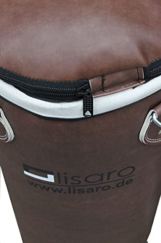 Lisaro Profi Boxsack/Sandsack 150cm | geeig. für Jede Sportart | Ca. 40 kg | gefüllt | inkl. Vierpunkt - Stahlkette | Material Kunstleder (Vinyl) | Studioqualität | Braun - 5