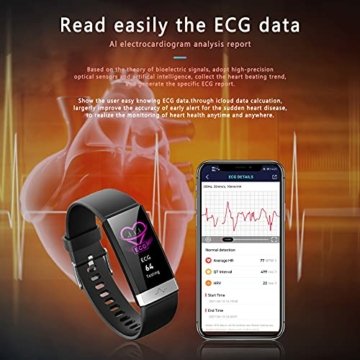 MicLee Damen Herren Fitness Armband EKG PPG Blutdruck Monitor Fitness Tracker Herzfrequenz Wasserdicht IP68 Farbbildschirm Fitness Uhr Aktivitätstracker Schrittzähler Smartwatch Viele Trainingsmodi - 5