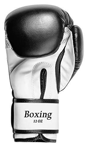 Profi Box-Set inkl. Canvas Boxsack 100 x 30cm gefüllt, Vierpunkt-Stahlkette und PU Boxhandschuhe "White Tiger", 12 Unzen (OZ) - 6
