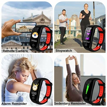 Tipmant Fitness Armband mit Pulsmesser Blutdruckmessung Smartwatch Fitness Tracker Wasserdicht IP68 Fitness Uhr Schrittzähler Pulsuhr Sportuhr für Damen Herren Kinder ios iPhone Android Handy (Rot) - 6