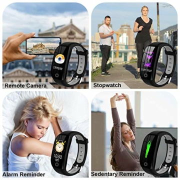 Tipmant Fitness Armband mit Pulsmesser Blutdruckmessung Smartwatch Fitness Tracker Wasserdicht IP68 Fitness Uhr Schrittzähler Pulsuhr Sportuhr für Damen Herren Kinder Schwarz - 6