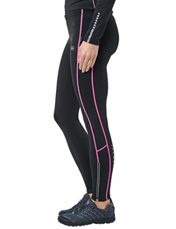 Ultrasport Damen Thermo-Dynamic lang Laufhose, Schwarz/Neon Pink, M - 3