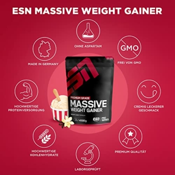 ESN Massive Weight Gainer, Vanilla Ice Cream, 4000g - 5