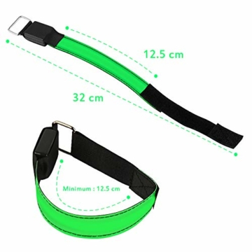 LED Armband, 4 Stück Reflective LED leucht Armbänder Lichtband Kinder Nacht Sicherheits Licht für Laufen Joggen Hundewandern Running Outdoor Sports - 2