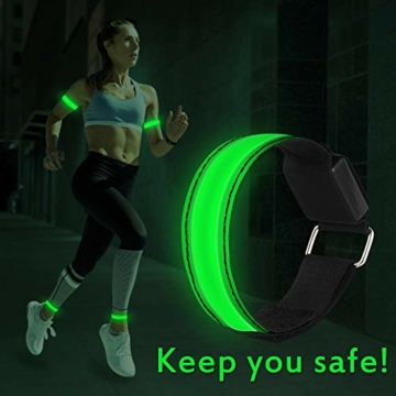 LED Armband, 4 Stück Reflective LED leucht Armbänder Lichtband Kinder Nacht Sicherheits Licht für Laufen Joggen Hundewandern Running Outdoor Sports - 6