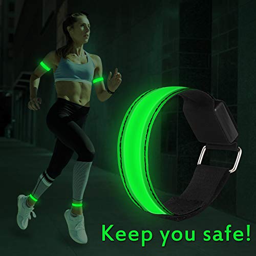 LED Armband, 4 Stück Reflective LED leucht Armbänder Lichtband Kinder Nacht Sicherheits Licht für Laufen Joggen Hundewandern Running Outdoor Sports - 6