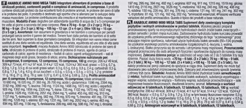 OLIMP- Anabolic Amino 9000 Mega Tabs (300 Kapseln). Hochwertiges Nahrungsergänzungsmittel mit einer großen Menge der wichtigsten Aminosäuren und Proteine - 4