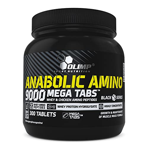 OLIMP- Anabolic Amino 9000 Mega Tabs (300 Kapseln). Hochwertiges Nahrungsergänzungsmittel mit einer großen Menge der wichtigsten Aminosäuren und Proteine - 1
