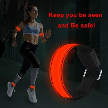 LED Armband, 4 Stück Reflective LED leucht Armbänder Lichtband Kinder Nacht Sicherheits Licht für Laufen Joggen Hundewandern Running Outdoor Sports (Grün+Rot) - 6