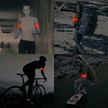 LED Armband, 4 Stück Reflective LED leucht Armbänder Lichtband Kinder Nacht Sicherheits Licht für Laufen Joggen Hundewandern Running Outdoor Sports (Grün+Rot) - 7