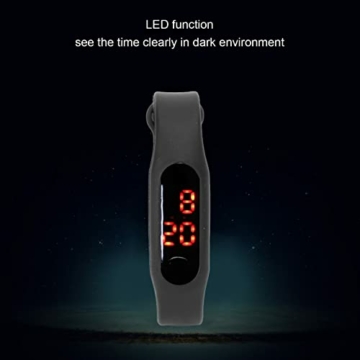 Silikon-LED-Digitaluhr, Silikonarmband, Sport, Mehrfarbig, Armband, Uhren, elektronische Anzeige, langlebig, Elegante Digitale Armbanduhr für Damen und Herren(Schwarz) - 3