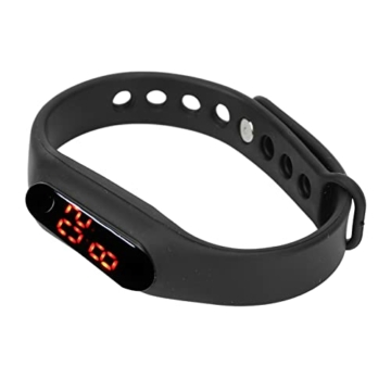 Silikon-LED-Digitaluhr, Silikonarmband, Sport, Mehrfarbig, Armband, Uhren, elektronische Anzeige, langlebig, Elegante Digitale Armbanduhr für Damen und Herren(Schwarz) - 6