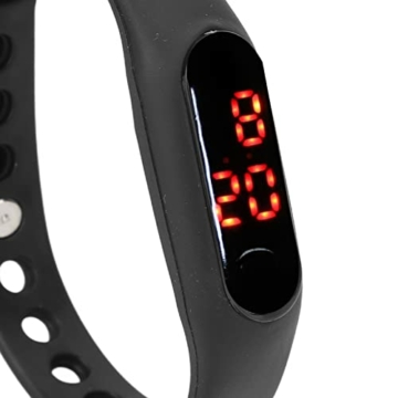 Silikon-LED-Digitaluhr, Silikonarmband, Sport, Mehrfarbig, Armband, Uhren, elektronische Anzeige, langlebig, Elegante Digitale Armbanduhr für Damen und Herren(Schwarz) - 7