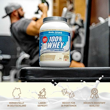 Body Attack 100% Whey Protein – Vanilla Cream, 2,3 kg – Made in Germany – extra cremiges Eiweißpulver mit Hydrolysat und BCAA´s, unterstützt Muskelaufbau und Diäten, für alle Sportler & Athleten - 
