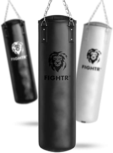 FIGHTR® Boxsack gefüllt/ungefüllt - extrem robust & langlebig | Boxsack Set inkl. 4-Punkt-Stahlkette für Boxen, Kickboxen, MMA, Muay Thai und weitere Kampfsportarten - 1