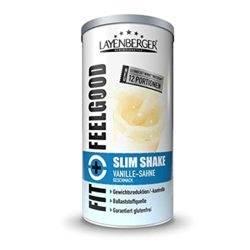 Layenberger Fit+Feelgood Slim Shake Vanille-Sahne, Mahlzeitersatz zur Gewichtsabnahme und -kontrolle, ersetzt 12 Mahlzeiten bei nur 214 kcal pro Mahlzeit, glutenfei, (1 x 396 g) - 1