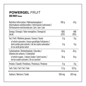PowerBar PowerGel Fruit Red Fruit 24x41g - High Carb Energie Gel + C2MAX + Natrium - 5