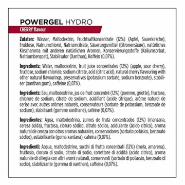 PowerBar PowerGel Hydro Cherry 24x67ml - High Carb Energie Gel + C2MAX + Natrium + 51mg Koffein - 6
