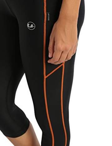 Ultrasport Damen Laufhose 3/4 Kompressionswirkung und Quick-Dry-Funktion, Schwarz/Orange, M - 5