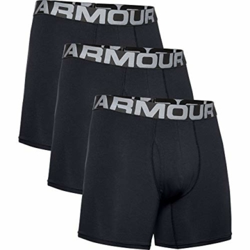 Under Armour Charged Cotton 6in 3 Pack, elastische und schnelltrocknende Boxershorts, Schwarz (Mod Gray Medium Heather/Jet Gray Medium Heather/Black), XL - 3