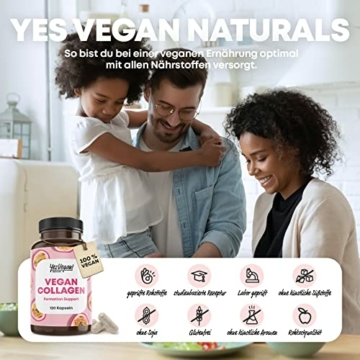Vegan Collagen (120 Kapseln) mit Aminosäuren, Vitamin A C E, Biotin, Silicium, Zink und Mangan I Pflanzliche Alternative zu Collagen Pulver I Kollagen vegan (1x 120 Kapseln) - 6