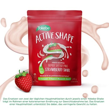 Yokebe ACTIVE SHAPE Strawberry Swirl - Mahlzeitersatz für eine gewichtskontrollierende Ernährung - Diät-Drink mit hohem Proteingehalt und Erdbeer-Geschmack - 250 g = 10 Portionen - 9