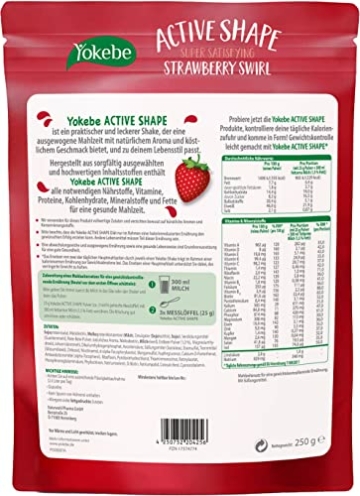 Yokebe ACTIVE SHAPE Strawberry Swirl - Mahlzeitersatz für eine gewichtskontrollierende Ernährung - Diät-Drink mit hohem Proteingehalt und Erdbeer-Geschmack - 250 g = 10 Portionen - 10