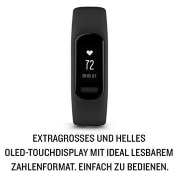 Garmin vívosmart 5 – Fitness-Tracker mit extragroßem OLED-Touchdisplay, Gesundheitsfunktion wie Schlafqualität und Herzfrequenzmessung. Bis zu 7 Tage Akkulaufzeit, wasserdicht und Notfallhilfe. - 2