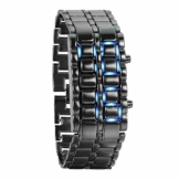 JewelryWe Herren Armbanduhr, Blau LED Digitaluhr Uhr Sportuhr Schwarz Armband Unisex Samurai Watch - 1
