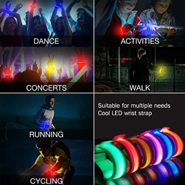 Kireida® 8 Stück LED-Glüh-Armbänder, leuchtende Armbänder, blinkende Arm-Arm-Armbänder, blinkende Armbänder, Leuchtend im Weihnachtsdunkel, kreatives Geschenk - 7