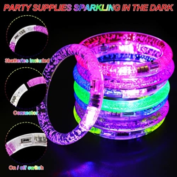 SULOLI 12 Stück LED Armband Set Bunt leuchtenden Armbänder für Hochzeit,dunkle Party,Glowing Sticks,Ketten,Weihnacht - 2