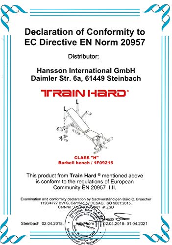 Train Hard Hantelbank Beincurl Butterfly, geprüft und zertifiziert nach EN 957, mit Lang- und Kurzhantelstange und 70kg Hantelscheiben - 5