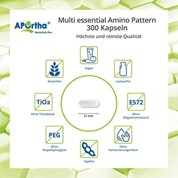 APOrtha® Multi essential Amino Pattern I 300 Kapseln mit 8 essentiellen Aminosäuren nach Prof. Dr. Lucà- Moretti für optimierte Eiweißversorgung I Aminosäuren Kapseln komplex hochdosiert EAA vegan - 3