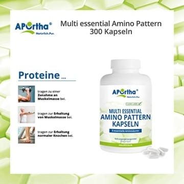 APOrtha® Multi essential Amino Pattern I 300 Kapseln mit 8 essentiellen Aminosäuren nach Prof. Dr. Lucà- Moretti für optimierte Eiweißversorgung I Aminosäuren Kapseln komplex hochdosiert EAA vegan - 4