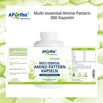 APOrtha® Multi essential Amino Pattern I 300 Kapseln mit 8 essentiellen Aminosäuren nach Prof. Dr. Lucà- Moretti für optimierte Eiweißversorgung I Aminosäuren Kapseln komplex hochdosiert EAA vegan - 5