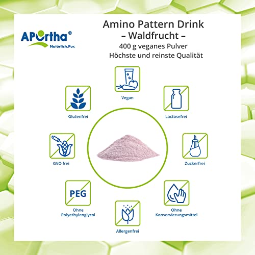 APOrtha® Multi essential Amino Pattern I 400 g Waldfrucht Drink mit 8 essentiellen Aminosäuren nach Prof. Dr. Lucà- Moretti für optimierte Eiweißversorgung I Aminosäuren komplex hochdosiert EAA - 3