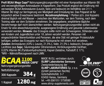 Olimp Sport Nutrition- BCAA 1100 Mega Caps. Aminosäuren Kapseln (300Stk). Hochdosiertes Nahrungsergänzungsmittel - 4