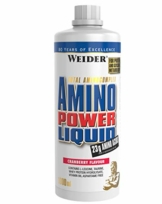 WEIDER Amino Power Liquid, Flüssige Aminosäuren hochdosiert, Amino Liquid mit allen neun Essentiellen Aminosäuren (EAA) und extra L-Leucin, Pre Workout, Intra Workout und Post Workout, Cranberry, 1 L - 1